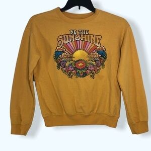 Awake Graphic Mustard Crew Neck Sweatshirt Sz Sm